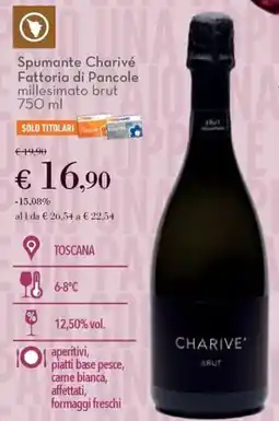 Conad Spumante charivé fattoria di pancole millesimato brut offerta