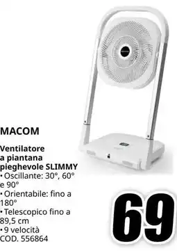 MediaWorld MACOM Ventilatore a piantana pieghevole SLIMMY offerta