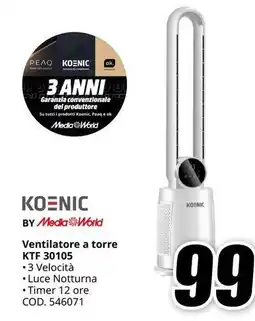 MediaWorld KOENIC Ventilatore a torre KTF 30105 offerta