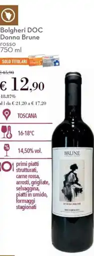 Conad Bolgheri DOC Donna Brune rosso offerta
