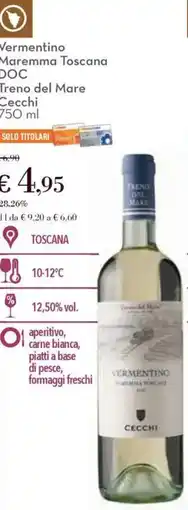 Conad Vermentino Maremma Toscana DOC Treno del Mare Cecchi offerta