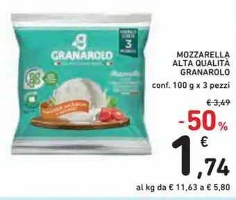 Spazio Conad Granarolo Mozzarella Alta Qualità conf. 100 g x 3 pezzi offerta