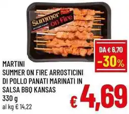 A&O Martini summer on fire arrosticini di pollo panati marinati in salsa bbq kansas offerta