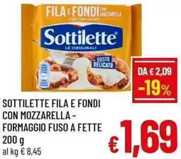 A&O Sottilette fila e fondi con mozzarella - formaggio fuso a fette offerta
