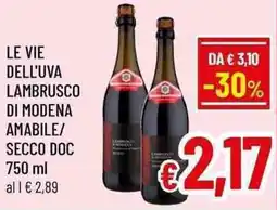 A&O Le vie dell'uva lambrusco di modena amabile/ secco doc offerta