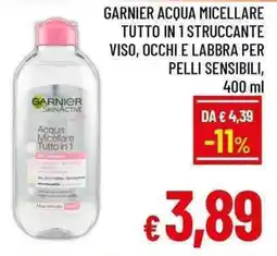A&O Garnier acqua micellare tutto in 1 struccante viso, occhi e labbra per pelli sensibili offerta
