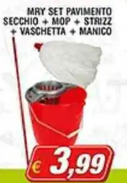 Maury's Mry set pavimento secchio mop strizz +vaschetta+manico offerta