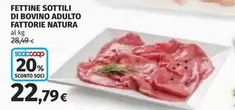 Coop Fettine sottili di bovino adulto fattorie natura offerta