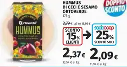 Coop Hummus di ceci e sesamo ortoverde offerta