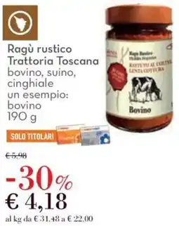 Conad Ragù rustico Trattoria Toscana bovino, suino, cinghiale offerta
