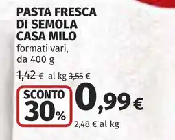 Coop Pasta fresca di semola casa milo offerta