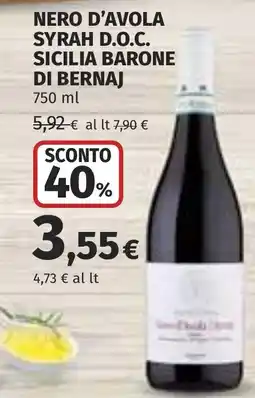 Coop Nero d'avola syrah d.o.c. sicilia barone di bernaj offerta
