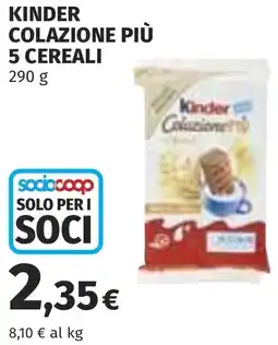 Coop Kinder colazione più 5 cereali offerta