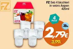 Franzy's FZ Set 4 bicchieri in vetro Aspen offerta