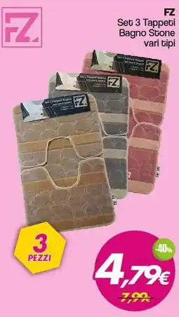 Franzy's FZ Set 3 Tappeti Bagno Stone offerta