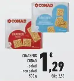 Conad Crackers conad salati, non salati offerta