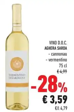 Conad Vino d.o.c. aghera sarda cannonau, vermentino offerta