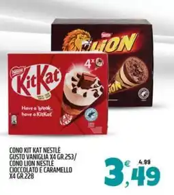 Ard Discount Cono kit kat nestle gusto vaniglia x4 gr.253/ cono lion nestle cioccolato e caramello x4 offerta