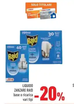 Conad Liquido zanzare raid base o ricarica offerta