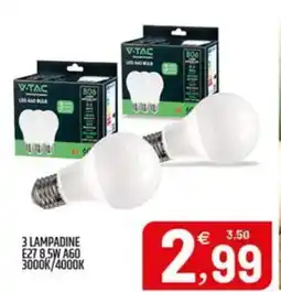 Ard Discount V-TAC 3 lampadine E27 8,5W A60 3000K/4000K offerta
