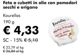 NaturaSì Feta a cubetti in olio con pomodori secchi e origano Kourellas offerta