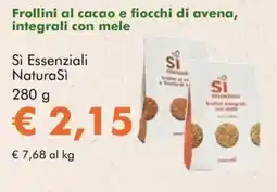 NaturaSì Frollini al cacao e fiocchi di avena, integrali con mele Sì Essenziali NaturaSì offerta