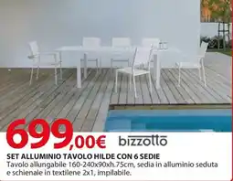 Kreo Brico e Casa Bizzotto set alluminio tavolo hilde con 6 sedie offerta