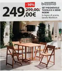 Kreo Brico e Casa Bizzottō set pieghevole 299,00€ tavolo e 4 sedie noemi offerta