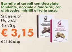 NaturaSì Barrette ai cereali con cioccolato fondente, nocciole e anacardi, con albicocche Sì Essenziali NaturaSì offerta