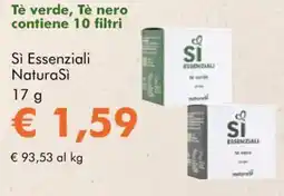 NaturaSì Tè verde, Tè nero contiene Sì Essenziali NaturaSì offerta
