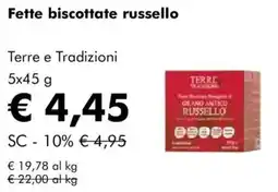 NaturaSì Fette biscottate russello Terre e Tradizioni offerta