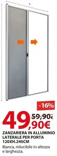 Kreo Brico e Casa Zanzariera in alluminio laterale per porta 120xh.240cm offerta