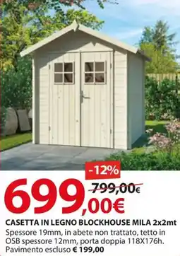 Kreo Brico e Casa Casetta in legno blockhouse mila 2x2mt offerta