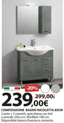 Kreo Brico e Casa Composizione bagno nicoletta 85cm offerta
