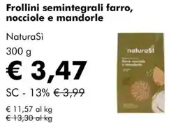 NaturaSì Frollini semintegrali farro, nocciole e mandorle NaturaSì offerta