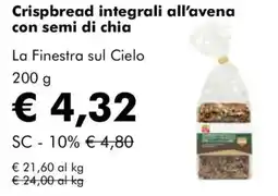 NaturaSì Crispbread integrali all'avena con semi di chia La Finestra sul Cielo offerta