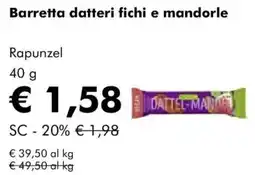NaturaSì Barretta datteri fichi e mandorle Rapunzel offerta