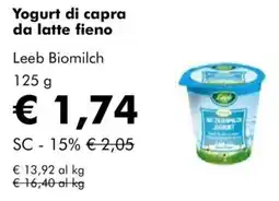 NaturaSì Yogurt di capra da latte fieno Leeb Biomilch offerta