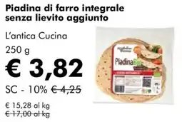NaturaSì Piadina di farro integrale senza lievito aggiunto L'antica Cucina offerta