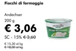 NaturaSì Fiocchi di formaggio Andechser offerta