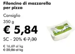 NaturaSì Filoncino di mozzarella per pizza Cansiglio offerta
