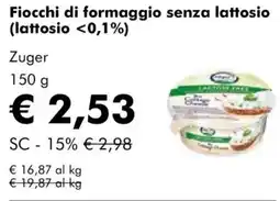 NaturaSì Fiocchi di formaggio senza lattosio (lattosio <0,1%) Zuger offerta