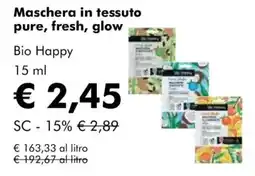 NaturaSì Maschera in tessuto pure, fresh, glow Bio Happy offerta