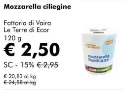 NaturaSì Mozzarella ciliegine Fattoria di Vaira Le Terre di Ecor offerta