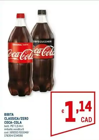 Metro Coca cola zero offerta