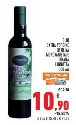 Conad Olio Extra Vergine di Oliva Monovarietale Itrana Iannotta 500 ml offerta