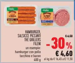 Conad HAMBURGER, SALSICCE PICCANTI THE GRILLERS FILENI offerta