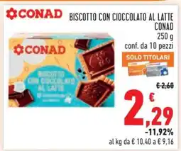Conad Biscotto con Cioccolato al Latte Conad offerta