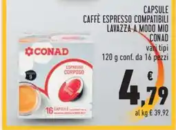 Conad CAPSULE CAFFÈ ESPRESSO COMPATIBILI LAVAZZA A MODO MIO CONAD offerta