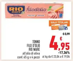 Conad Tonno Filo d’Olio Rio Mare offerta